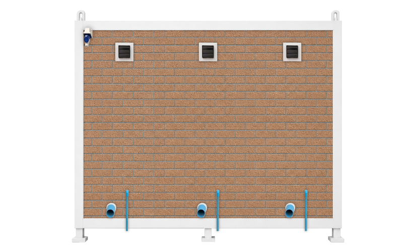 sme-toilet-tl26-back ด้านหลังห้องน้ำสำเร็จรูป รุ่น TEH-TL26 แสดงช่องระบายอากาศและท่อน้ำเข้า-ออก