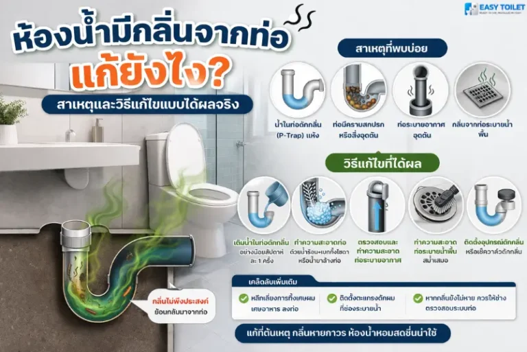 ห้องน้ำมีกลิ่นจากท่อ แก้ยังไง