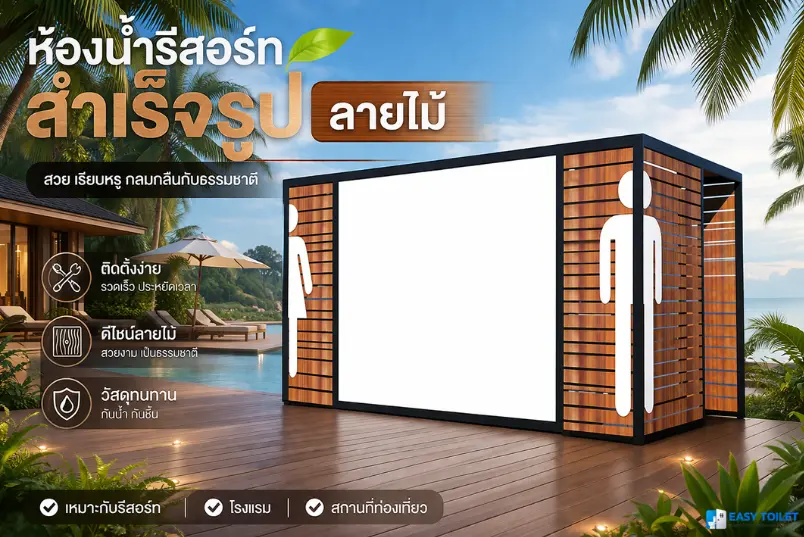 ห้องน้ำรีสอร์ทสำเร็จรูป ลายไม้ TEH-TL27 — THE EASY TOILET