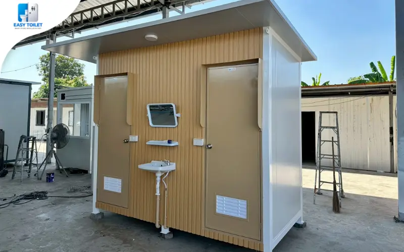 ห้องน้ำมินิมอล สำเร็จรูป รุ่นนวลไม้ TEH-TL11x2 ห้องน้ำคู่ ลายไม้